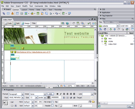 Dynamic Web Templates create editable region