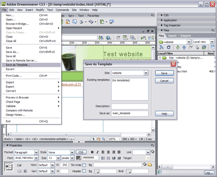 Dynamic Web Templates save as template