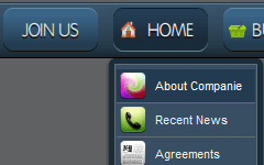 Drop Down Horizontal Menu Blue Round Bars
