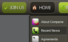 CSS Horizontal Drop Down Menu Brown Round