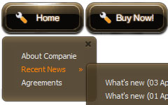 Pull Down Menus Orange Brown Glossy Toolbar