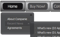 Menus Drop Down Dark Glossy Toolbar