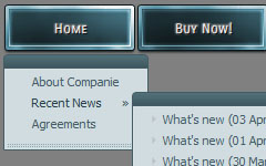 Menus Horizontales Blue Glossy Toolbar