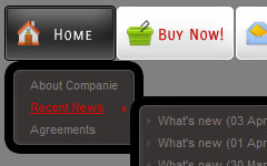 Flat Glossy Dynamic Html Menu White Red