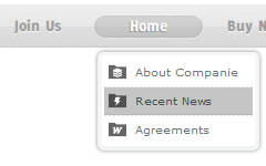 Web Page Menu Grey Style