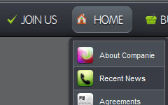 Rollover Menu Grey Round Bars