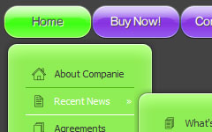 Light Glossy Green Violet Menu in Javascript