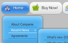 Menus Javascripts Light Glossy White Blue Toolbar