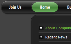 Dropdown Horizontal Menu PalmPre Green