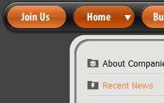 Horizontal Navigation Menu Orange