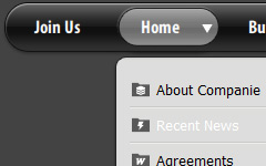 Simple Horizontal Menu PalmPre Grey