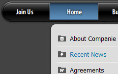 HTML Drop Down Menu PalmPre 2 Blue