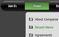 Website Drop Down Menu PalmPre 2 Green