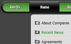Hover Drop Down Menu PalmPre 2 Green