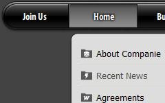 JS Drop Down Menu PalmPre 2 Grey