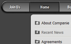 Rollover Drop Down Menu PalmPre 2 Grey